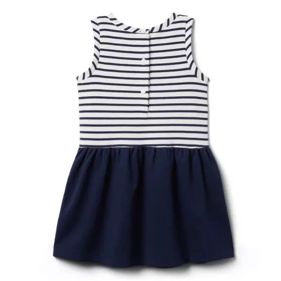 Janie and Jack Navy and White Sleeveless Sundress with Gold Zipper Pockets - Picture 2 of 6
